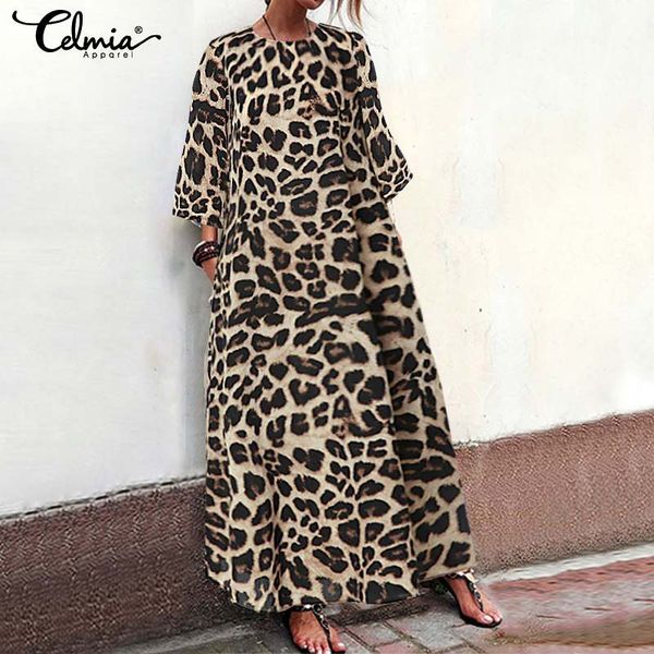 women summer long maxi dress vintage leopard print dress 2019 celmia female casual o neck 3/4 sleeve loose party vestidos s-5xl, Black;gray
women summer long maxi dress vintage leopard print dress 2019 celmia female casual o neck 3/4 sleeve loose party vestidos s-5xl, Black;gray