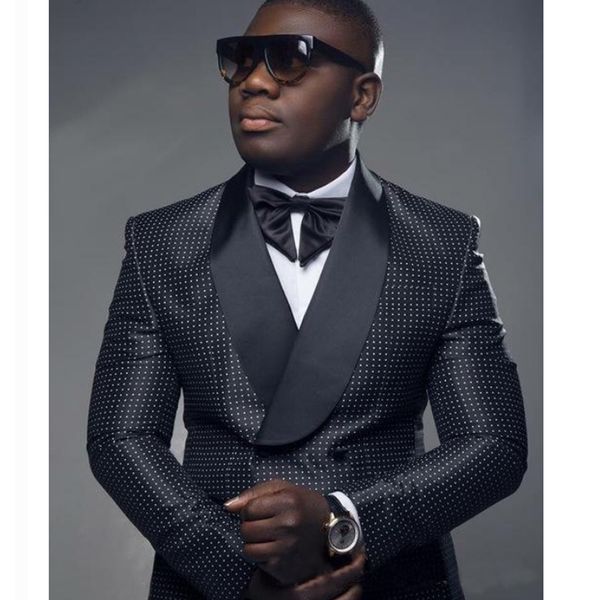 2019 new arrival black groom tuxedos white dots groomsmen shawl lapel man blazer wedding suits (jacket+pants+tie), Black;gray
2019 new arrival black groom tuxedos white dots groomsmen shawl lapel man blazer wedding suits (jacket+pants+tie), Black;gray