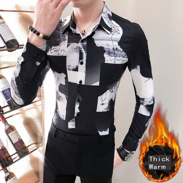 british style winter shirt men fashion 2019 thick warm mens casual shirts streetwear digital print slim fit club prom tuxedo 3xl, White;black
british style winter shirt men fashion 2019 thick warm mens casual shirts streetwear digital print slim fit club prom tuxedo 3xl, White;black