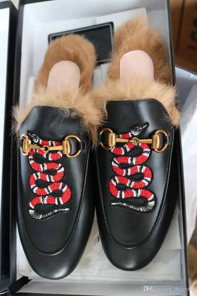 women shoes fur mule metal chain slippers luxury designers fashion genuine leather loafers shoes with dust bags boxes, Black
women shoes fur mule metal chain slippers luxury designers fashion genuine leather loafers shoes with dust bags boxes, Black