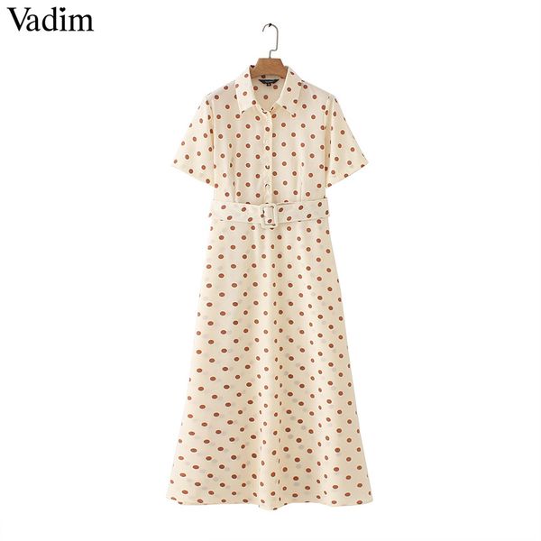 vadim women dots print maxi dress sashes turn down collar female casual short sleeve dresses ankle length dresses vestidos qb298, Black;gray
vadim women dots print maxi dress sashes turn down collar female casual short sleeve dresses ankle length dresses vestidos qb298, Black;gray