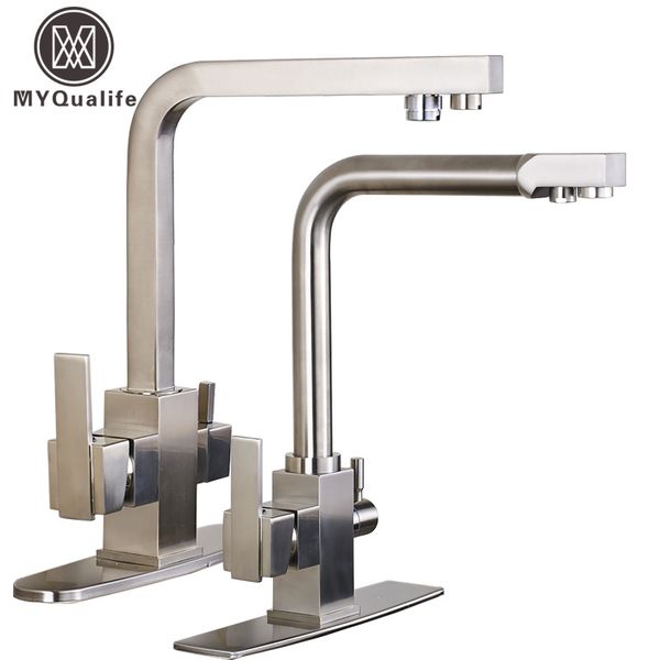 brushed nickel dual spout pure water kitchen faucet 3 way 2-function filler kitchen purification mixer taps for water filter
brushed nickel dual spout pure water kitchen faucet 3 way 2-function filler kitchen purification mixer taps for water filter