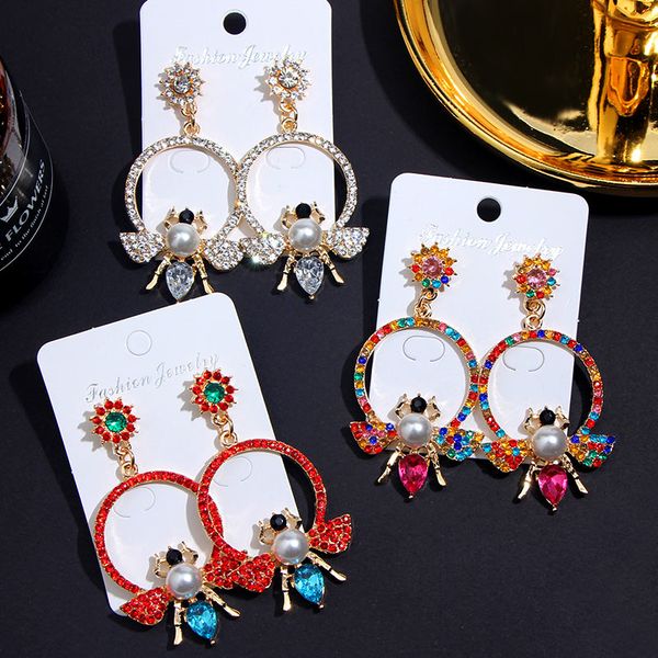 just feel 2020 new arrival luxury crystal bee earring for women female big round rhinestone earring statement party jewelry gift, Silver
just feel 2020 new arrival luxury crystal bee earring for women female big round rhinestone earring statement party jewelry gift, Silver