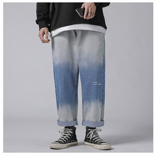 mens designer loose straight jeans spring summer gradient color letter printed fashion teenagers street style pants, Blue
mens designer loose straight jeans spring summer gradient color letter printed fashion teenagers street style pants, Blue