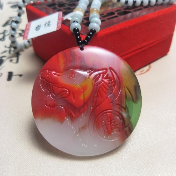 zheru jewelry pure natural colorful jade multicolor wolf head pendant tricolor jade bead necklace send national certificate, Silver
zheru jewelry pure natural colorful jade multicolor wolf head pendant tricolor jade bead necklace send national certificate, Silver