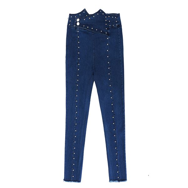 seebeautiful new fashion 2020 spring summer simple nail rivet bead high waist two button denim pencil pants jeans female w640, Blue
seebeautiful new fashion 2020 spring summer simple nail rivet bead high waist two button denim pencil pants jeans female w640, Blue
