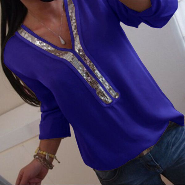 women v-neck sequins chiffon blouse shirt spring summer elegant office lady blouses plus size s-5xl blusa feminina, White
women v-neck sequins chiffon blouse shirt spring summer elegant office lady blouses plus size s-5xl blusa feminina, White