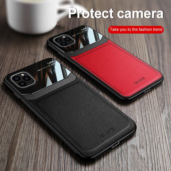 leather mirror plexiglass case cover for aphone iphone 11 pro max silicone shockproof coque for iphone 11 pro phone shell capas