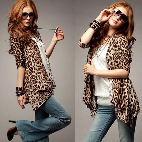 women leopard blouse casual slim irregular sleeve cardigan shirt long blouse print, Black;brown
women leopard blouse casual slim irregular sleeve cardigan shirt long blouse print, Black;brown