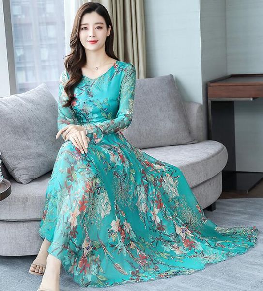 2019 autumn new arrival plus size -3xl fashion round collar flower printed woman chiffon long dress, Black;gray
2019 autumn new arrival plus size -3xl fashion round collar flower printed woman chiffon long dress, Black;gray