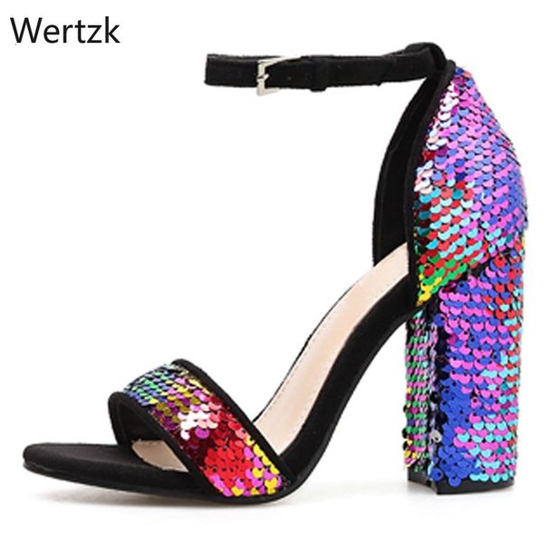 2019 sequined cloth women sandals ankle strap summer shoes thick high heels gladiator buckle strap sandals women pumps b325, Black
2019 sequined cloth women sandals ankle strap summer shoes thick high heels gladiator buckle strap sandals women pumps b325, Black
