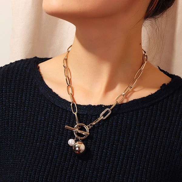 vintage women necklace fashion long heavy metal white gold round ball pearl pendant clavicle chain necklace jewelry for girls, Silver
vintage women necklace fashion long heavy metal white gold round ball pearl pendant clavicle chain necklace jewelry for girls, Silver