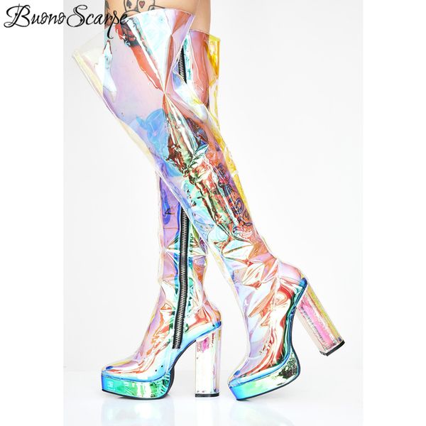 buono scarpe 2019 women design clear pvc long boots chunky high heel thigh high boots platform zipper over the knee, Black
buono scarpe 2019 women design clear pvc long boots chunky high heel thigh high boots platform zipper over the knee, Black