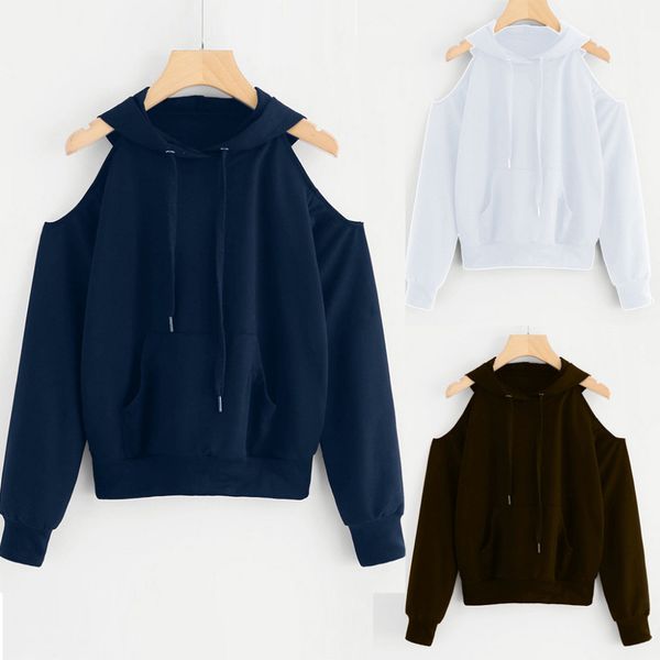 women's fashion women solid long sleeve casual off shoulder hooded sweatshirt pullover blouse, Black 
women's fashion women solid long sleeve casual off shoulder hooded sweatshirt pullover blouse, Black