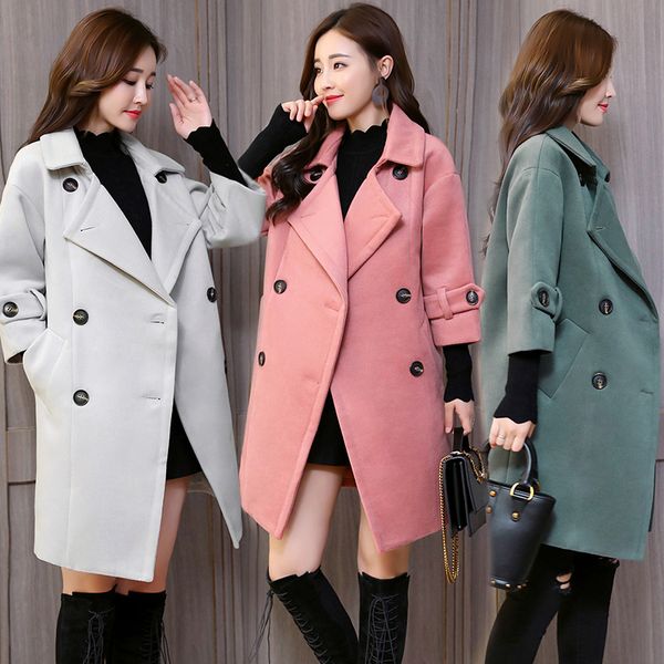 office lady slim long wool blend ladies coat trun-down collar women's jacket double breasted korean womens fashion coat, Black
office lady slim long wool blend ladies coat trun-down collar women's jacket double breasted korean womens fashion coat, Black