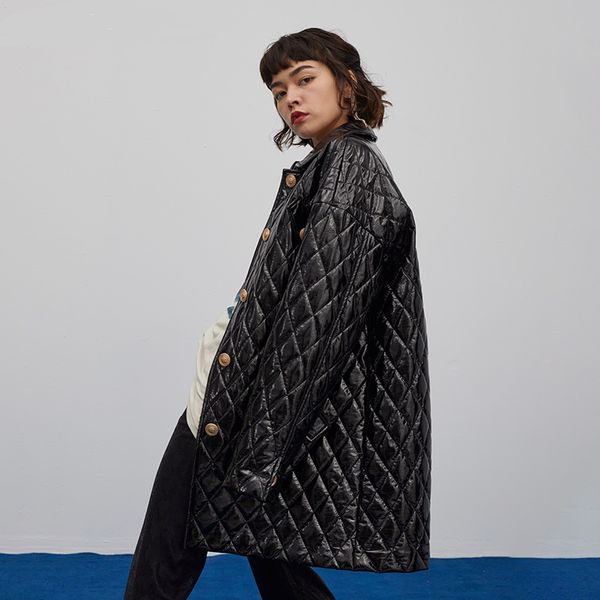 streetstyle oversize pu leather cotton coat winter down cotton parkas female glossy fabric warm leather jackets f607, Black
streetstyle oversize pu leather cotton coat winter down cotton parkas female glossy fabric warm leather jackets f607, Black