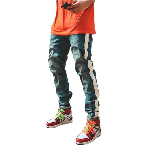 men fashion slim stretch side stripe denim trousers male autumn straight streetwear pencil hip hop jeans, Blue
men fashion slim stretch side stripe denim trousers male autumn straight streetwear pencil hip hop jeans, Blue