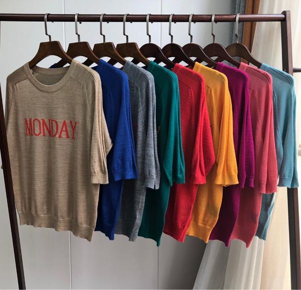 women sweater week sweater short sleeve early autumn style brilliant color wool acrylic thin knit pullover, White;black
women sweater week sweater short sleeve early autumn style brilliant color wool acrylic thin knit pullover, White;black