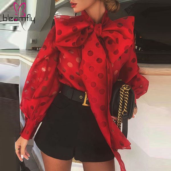 dot printed mesh sheer shirts long lantern sleeve tie up bow collar blouse elegant autumn women clothes office ladies wear, White
dot printed mesh sheer shirts long lantern sleeve tie up bow collar blouse elegant autumn women clothes office ladies wear, White