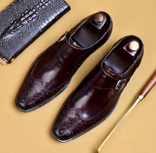 men fashion buckle strap brogue shoes formal business shoes square toe party wedding fashion dress, Black
men fashion buckle strap brogue shoes formal business shoes square toe party wedding fashion dress, Black
