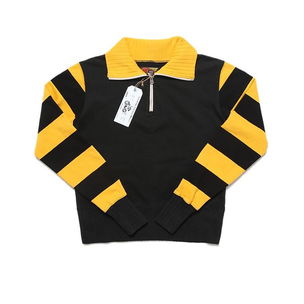 bob dong moto biker style heavyweight fabric men's 1/2 zipper striped sweatshirt, Black
bob dong moto biker style heavyweight fabric men's 1/2 zipper striped sweatshirt, Black