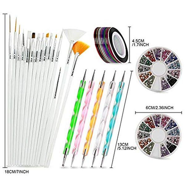 ail art brushes, 3d nail art paiting polish design kit with 15 nail gel brushes, dotting pen 5pcs, 12 colors rineston
ail art brushes, 3d nail art paiting polish design kit with 15 nail gel brushes, dotting pen 5pcs, 12 colors rineston