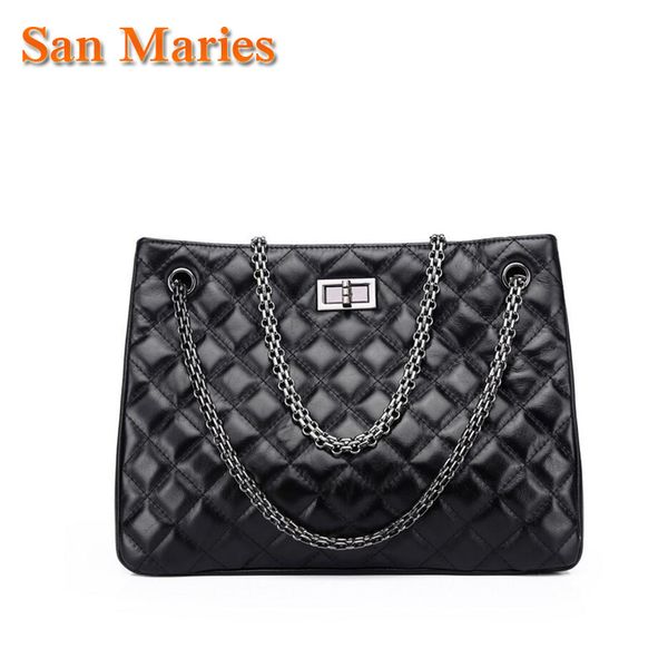 san maries large capacity bag for women cowhide leather shoulder tote ladies chain travel bags quality female luxury handbags
san maries large capacity bag for women cowhide leather shoulder tote ladies chain travel bags quality female luxury handbags