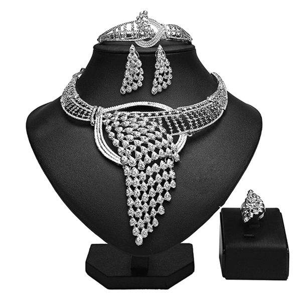 earrings & necklace nigerian wedding woman accessories jewelry set italian sets for dubai gold/sliver plated wholesale, Silver
earrings & necklace nigerian wedding woman accessories jewelry set italian sets for dubai gold/sliver plated wholesale, Silver