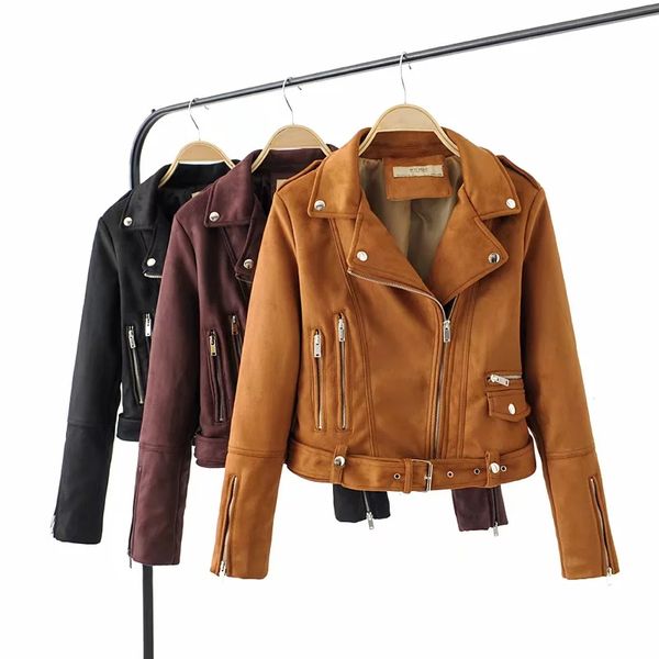 fashion women suede leather jackets spring-autumn ladies moto-biker short bomb jacket cool girls zipper slim coat chic aesthetic, Black
fashion women suede leather jackets spring-autumn ladies moto-biker short bomb jacket cool girls zipper slim coat chic aesthetic, Black