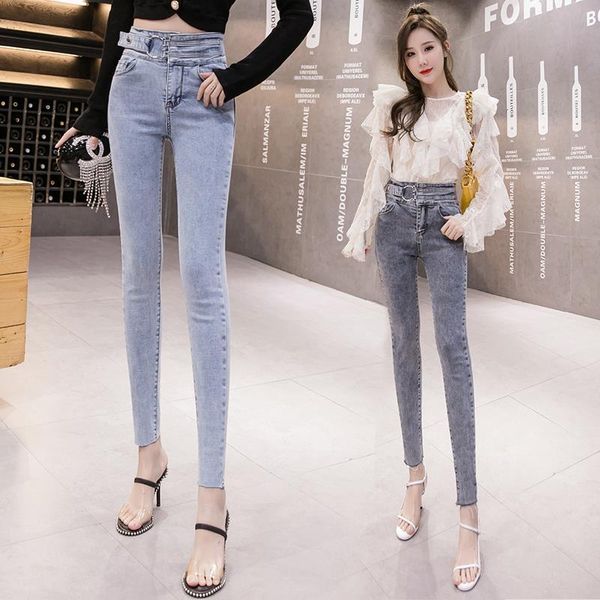2020 new autumn and winter women personality button high waist denim trousers lady preppy style softener washed jeans pants n29, Blue
2020 new autumn and winter women personality button high waist denim trousers lady preppy style softener washed jeans pants n29, Blue