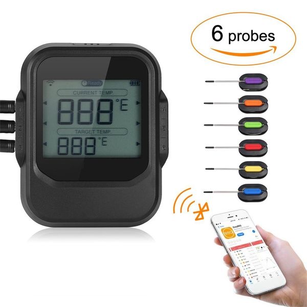 food cooking bluetooth wireless bbq thermometer with six probes and timer for oven meat grill app control kitchen tool
food cooking bluetooth wireless bbq thermometer with six probes and timer for oven meat grill app control kitchen tool