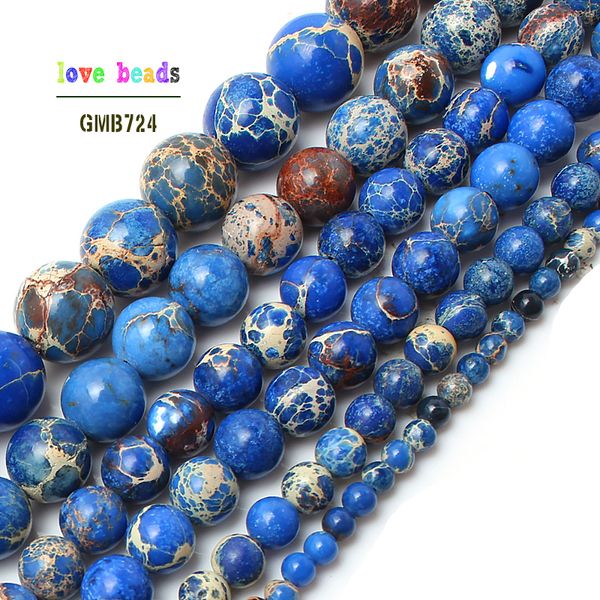 

natural stone beads blue sea sediment round loose beads for jewelry making 15.5" pick size 4 6 8 10 12mm wholesale (f00146, Black