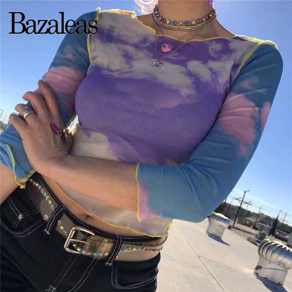 bazaleas fashion mesh women t-shirt streetwear purple cloud patchwork blue print long sleeve shirts harajuku transparent tshirt, White
bazaleas fashion mesh women t-shirt streetwear purple cloud patchwork blue print long sleeve shirts harajuku transparent tshirt, White