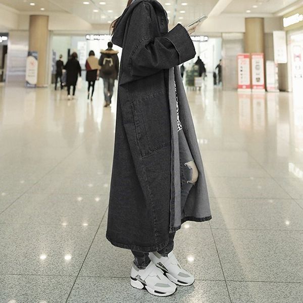 2019 autumn winter hooded denim women trench coat solid loose long fashion street wear outwear coat female jeans, Tan;black
2019 autumn winter hooded denim women trench coat solid loose long fashion street wear outwear coat female jeans, Tan;black