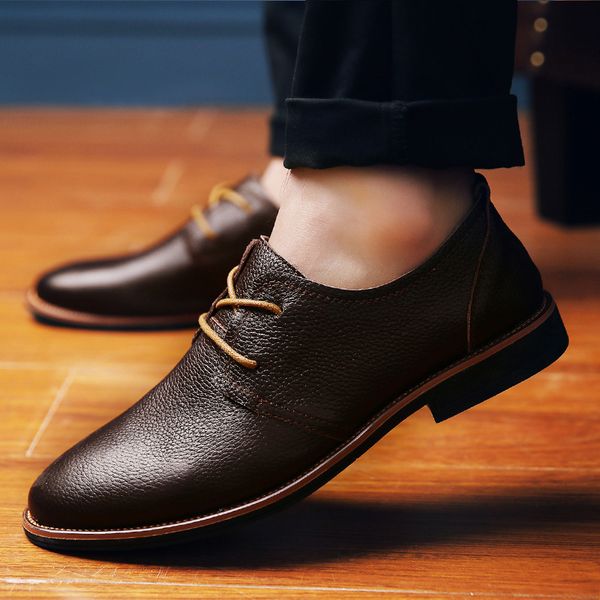 spring new first layer leather business casual small shoes men wear non-slip leather men's shoes sewing tide ssingle, Black
spring new first layer leather business casual small shoes men wear non-slip leather men's shoes sewing tide ssingle, Black