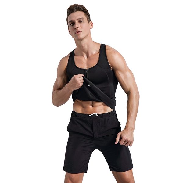 men vest zipper sleeveless sweating slimming sauna tank sportswear shaper gym running workout shirt clothes, Black
men vest zipper sleeveless sweating slimming sauna tank sportswear shaper gym running workout shirt clothes, Black