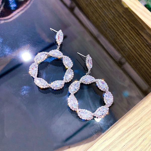 fyuan round zircon drop earrings for women korean style geometric crystal dangle earrings bride wedding party jewelry, Silver
fyuan round zircon drop earrings for women korean style geometric crystal dangle earrings bride wedding party jewelry, Silver