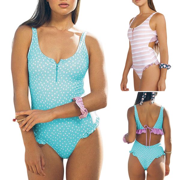 ins swimsuit womens one-piece chest zip frilled v-neck cover belly open-back lace-up printed swimming suit sale, White;black
ins swimsuit womens one-piece chest zip frilled v-neck cover belly open-back lace-up printed swimming suit sale, White;black
