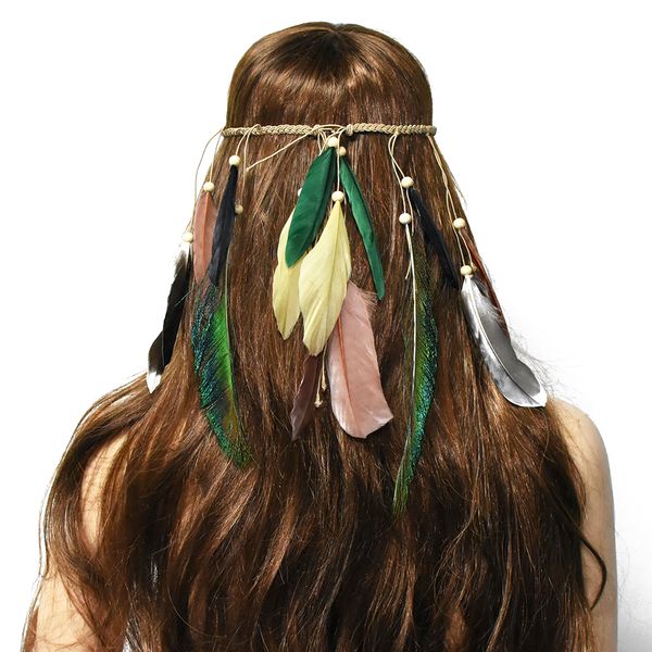 vintage hair ties, bohemian style with colorful feather adjustable size hair hoop hair band national wind headband for women, Silver
vintage hair ties, bohemian style with colorful feather adjustable size hair hoop hair band national wind headband for women, Silver