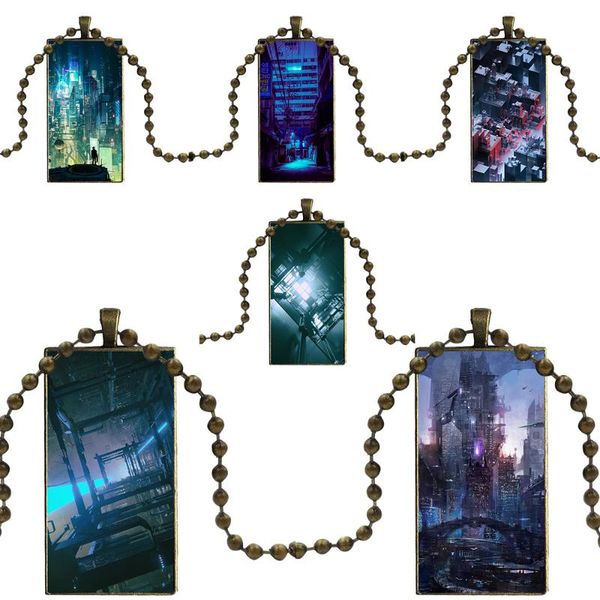 for valentine's day gift jewelry with steel plated glass cabochon choker long pendant rectangle necklace future architecture, Silver
for valentine's day gift jewelry with steel plated glass cabochon choker long pendant rectangle necklace future architecture, Silver
