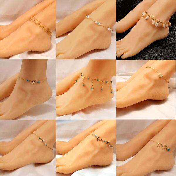 9 pcs/ set bohemian beads shell heart foot chain anklet simple gold color adjustable pendant ankle bracelets for women, Red;blue
9 pcs/ set bohemian beads shell heart foot chain anklet simple gold color adjustable pendant ankle bracelets for women, Red;blue
