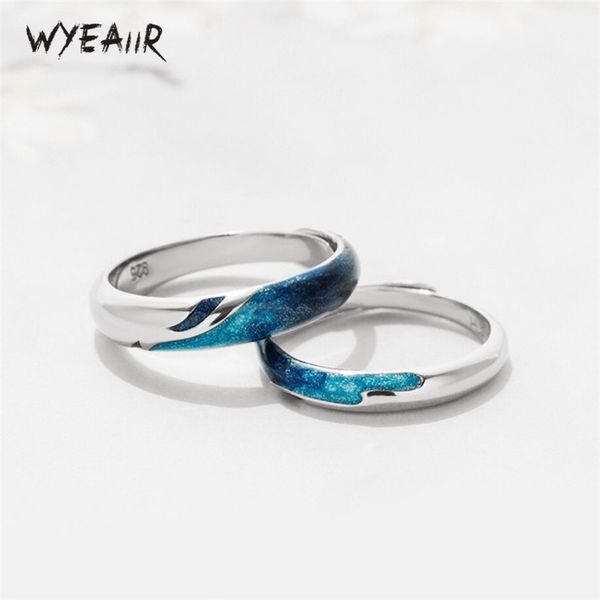 wyeaiir 925 sterling silver original blue drip glaze spray romantic female resizable opening couple rings, Golden;silver
wyeaiir 925 sterling silver original blue drip glaze spray romantic female resizable opening couple rings, Golden;silver
