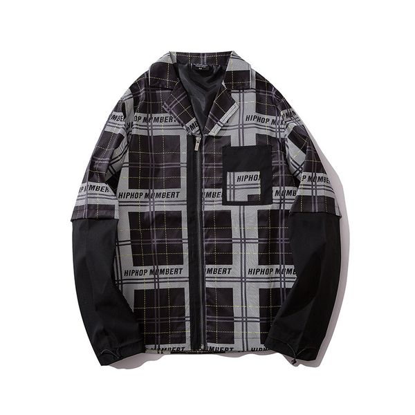 #1432 fashion false two piece plaid shirt men zipper hip hop shirts for men long sleeve patchwork pocket loose spring autumn2019, White;black
#1432 fashion false two piece plaid shirt men zipper hip hop shirts for men long sleeve patchwork pocket loose spring autumn2019, White;black