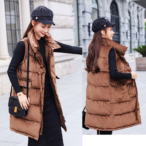winter long vest women 2018 casual solid stand collar single breasted velvet fabric female wasit coat women thick warm jacket, Black;white
winter long vest women 2018 casual solid stand collar single breasted velvet fabric female wasit coat women thick warm jacket, Black;white