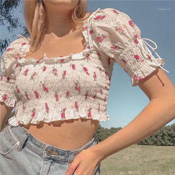 neck fashion sweet style female clothing summer womens designer shirts floral printed puff sleeve scoop, White
neck fashion sweet style female clothing summer womens designer shirts floral printed puff sleeve scoop, White
