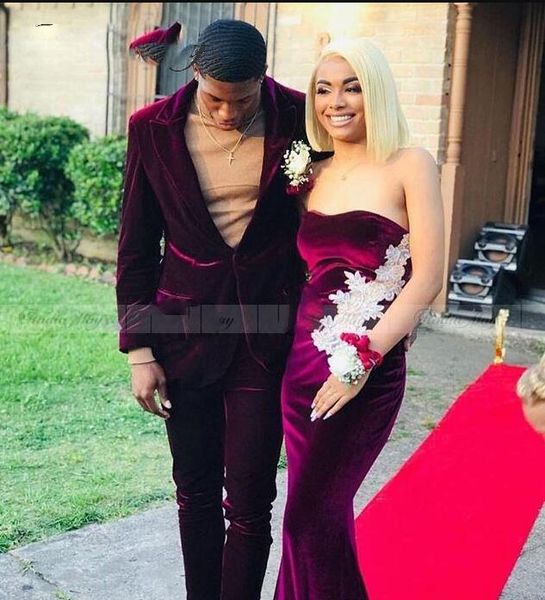 2020 mermaid fuchsia velvet african prom dresses white lace sweetheart wine red evening gowns semi formal graduation dress, Black;red
2020 mermaid fuchsia velvet african prom dresses white lace sweetheart wine red evening gowns semi formal graduation dress, Black;red