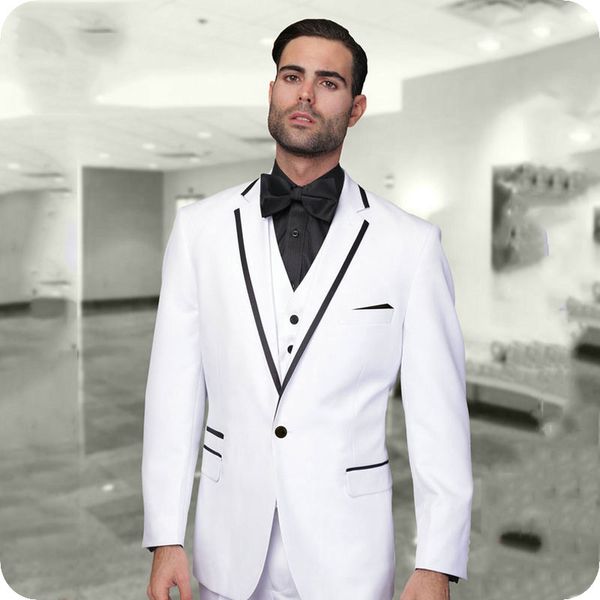 

white men suits for wedding man blazer black notched lapel costume homme mariage groom tuxedo 3piece coat pants vest slim terno masculino, Black;gray