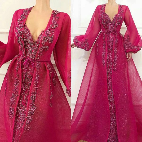 2020 fuchsia evening dresses with long jacket two pieces sweep train luxury beaded a line prom dress party wear custom made program gowns, Black
2020 fuchsia evening dresses with long jacket two pieces sweep train luxury beaded a line prom dress party wear custom made program gowns, Black