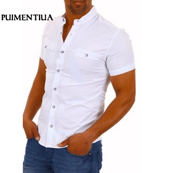 puimentiua men casual shirts solid short sleeve cotton button down dress shirts turn down collar male slim fit office party, White;black
puimentiua men casual shirts solid short sleeve cotton button down dress shirts turn down collar male slim fit office party, White;black