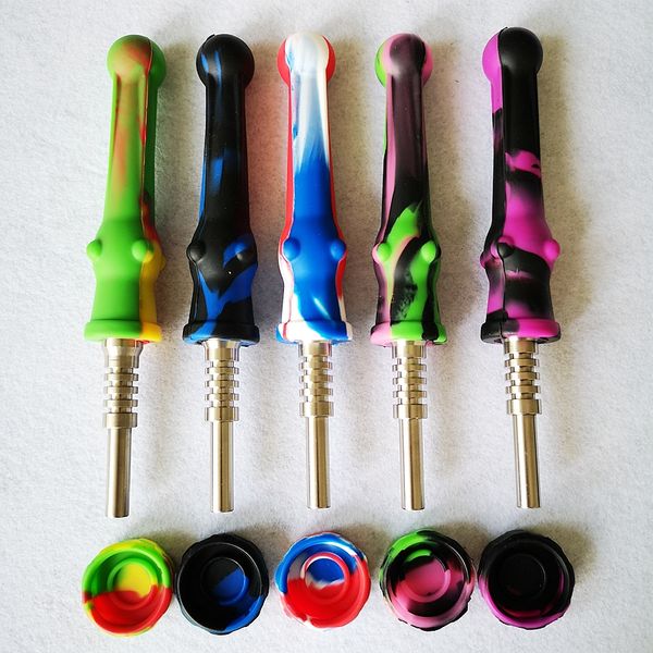DHL Free Silicone Pipe 14mm Stainless Steel Tip Nector Collector Silicone Dab Container NC Nector Collectors Pipes Dab Straw Oil Burner Rig
DHL Free Silicone Pipe 14mm Stainless Steel Tip Nector Collector Silicone Dab Container NC Nector Collectors Pipes Dab Straw Oil Burner Rig